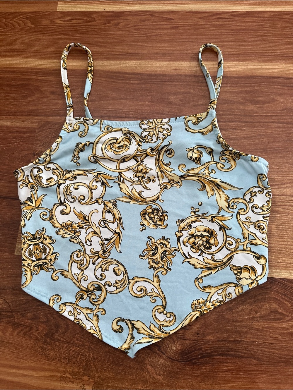 Light Blue & Gold Print Tank Top